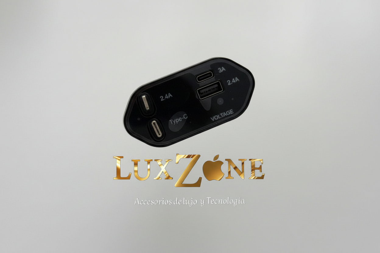 Cargador Retráctil para Carro con Carga Rápida – Puertos USB y Tipo C