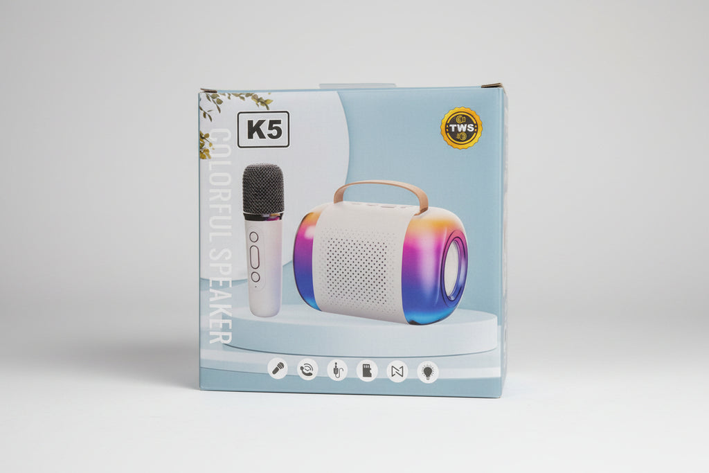 Bafle de Karaoke K5: Sonido Potente, Luces LED y Micrófono Inalámbrico