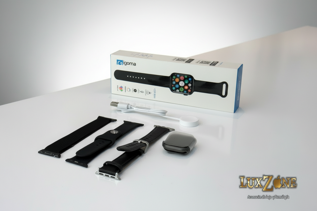 Smartwatch G-Igoma  Gs9 Versátil con Correas de Cuero, Silicona y Nylon