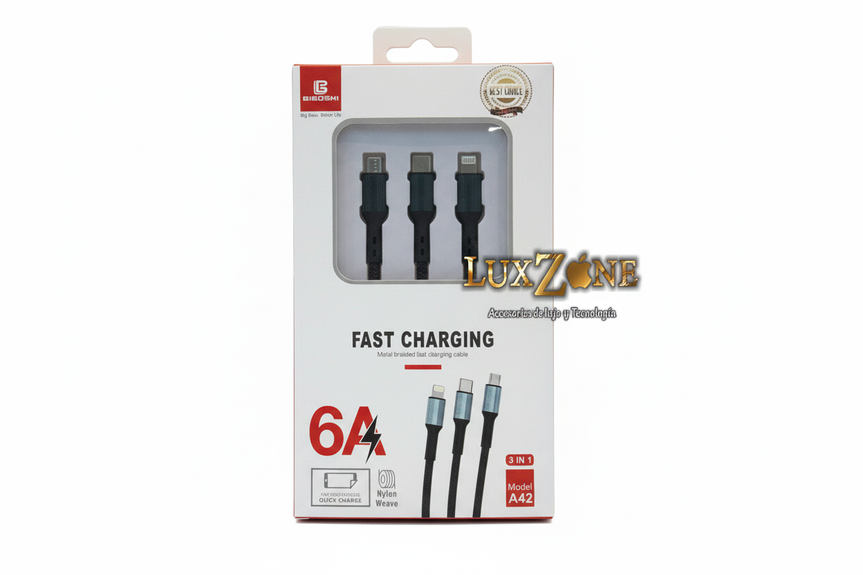 Cable de Carga Rápida 3 en 1 Biboshi