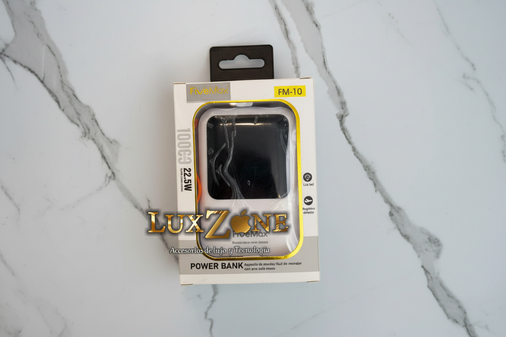 Power Bank FiveMax 10.000mAh 22.5W - Carga Rápida con 4 Cables Integrados y Pantalla LED.