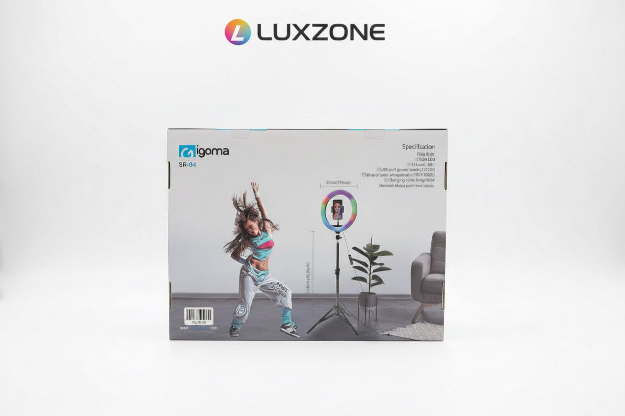 Aro de Luz LED con Trípode y Soporte para Celular – Iluminación Profesional RGB con Modo Música