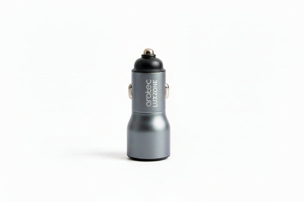 Cargador de Carro Aratec 38W: Carga Rápida Dual (USB-C + USB-A)