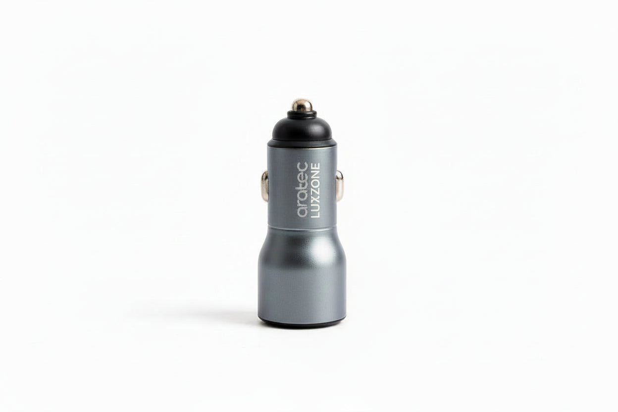 Cargador de Carro Aratec 38W: Carga Rápida Dual (USB-C + USB-A)