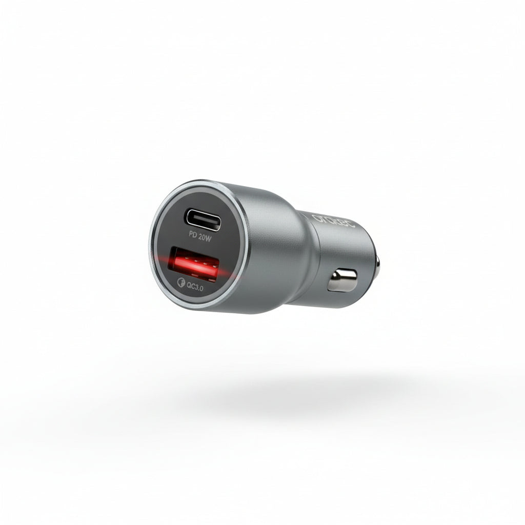 Cargador de Carro Aratec 38W: Carga Rápida Dual (USB-C + USB-A)